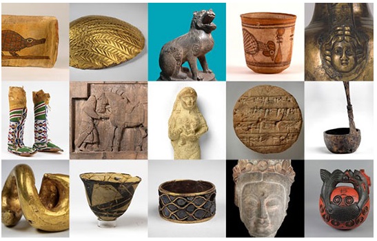 Photo collage of museum artifacts